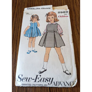 Advance Sew-Easy 2989 Children's Jumper & Blouse Vintage 60s Size 4